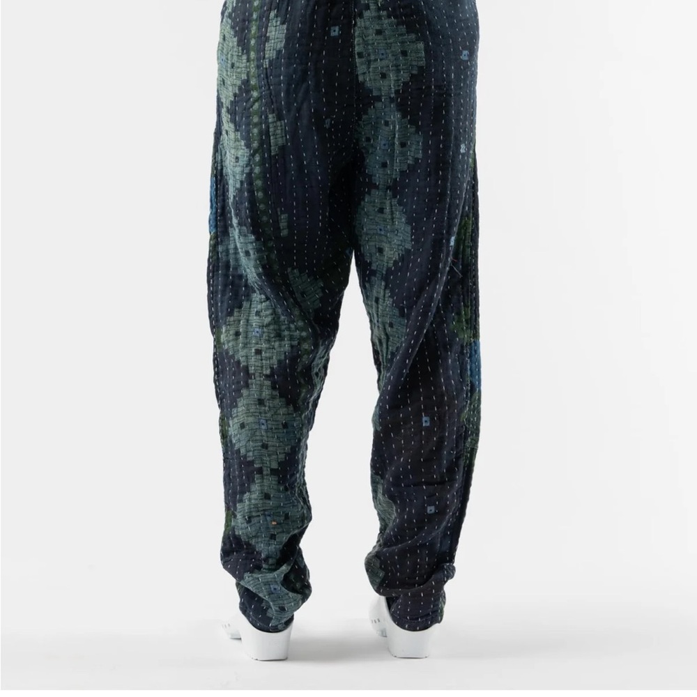 NWT FP Dr Collectors Textured Green and Indigo Pleated Kantha Pants - Picture 16 of 17